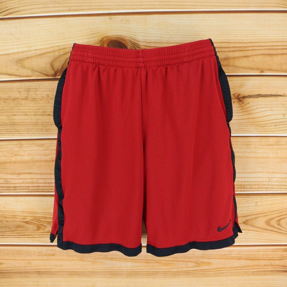 Nike Athletic Gym Shorts Mens Size M Red Basketball Pockets Elastic Waist
